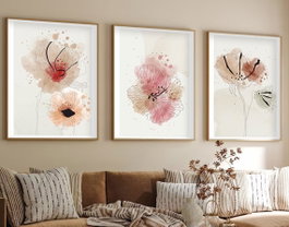 Wallity Cuadro decorativo enmarcado en MDF Multicolor 50 x 70 cm (3 piezas)